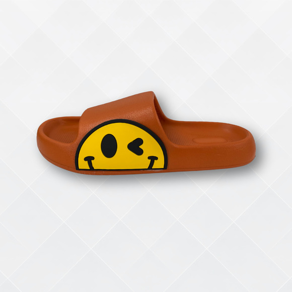 Orange Smiley Cushion Slides, Light, Non-Slip Slippers - Picture 1 of 5